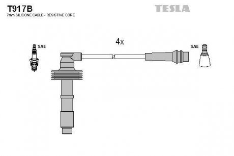 Комплект кабелiв запалювання TESLA T917B (фото 1)