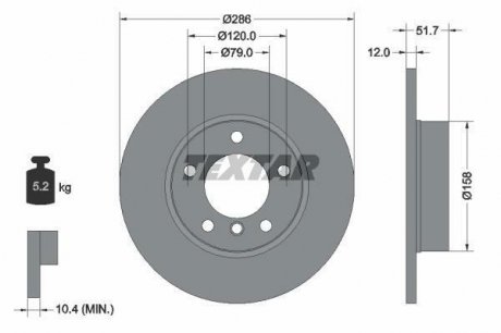 Диск гальмівний BMW 3(E36)/Z3(E36) "F D=286mm "90-"03 TEXTAR 92055503 (фото 1)
