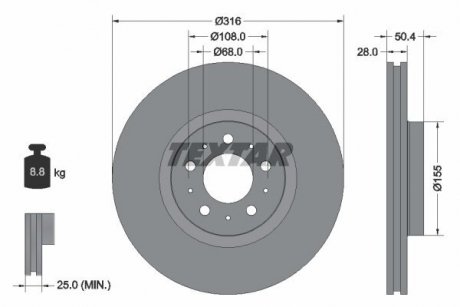 Тормозной диск TEXTAR 92126603