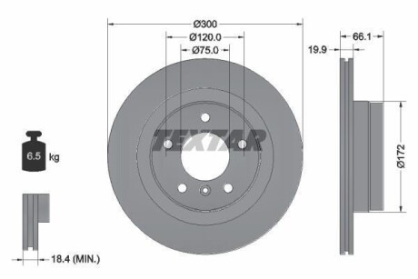 Диск гальмівний BMW 1(81,87)/3(90,91,92) "R D=300mm "05>> TEXTAR 92133003 (фото 1)