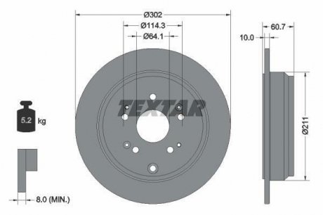 Гальмівний диск TEXTAR 92227203 (фото 1)
