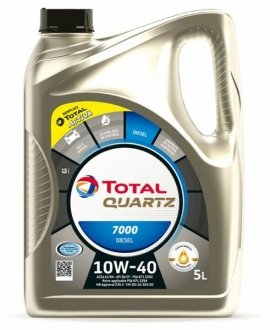 Моторна олива Quartz Diesel 7000 10W-40, 5л TOTAL 203709 (фото 1)