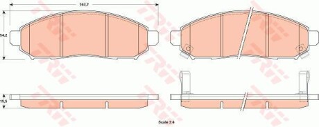 Гальмівні колодки дискові NISSAN Leaf/Serena "F "10>> TRW GDB3520 (фото 1)