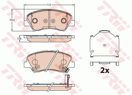 Гальмівні колодки дискові HYUINDAI/KIA Accent/Rio "F \'\'18>> TRW GDB3630 (фото 1)