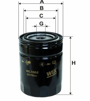 Фильтр масляный двигателя AUDI, VW /OP525 (UA) WIX FILTERS WL7068 (фото 1)
