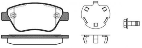 Гальмівні колодки перед. 500/PANDA/DOBLO/CORSA 1.0-1.9 04- (Bosch) (123.8x53.6) з датчиком WOKING P9583.30 (фото 1)