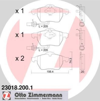 Колодки гальмівні дискові, к-кт ZIMMERMANN 23018.200.1 (фото 1)