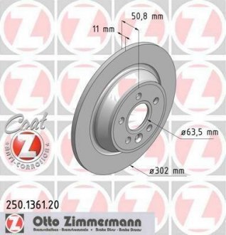 Диск гальмівний Coat Z ZIMMERMANN 250.1361.20 (фото 1)