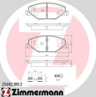 Колодки гальмівні дискові, к-кт ZIMMERMANN 25682.180.2