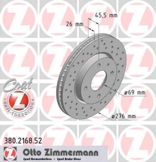 Диск гальмівний ZIMMERMANN 380.2168.52