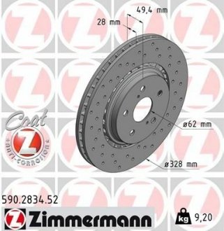 Гальмівний диск ZIMMERMANN 590283452